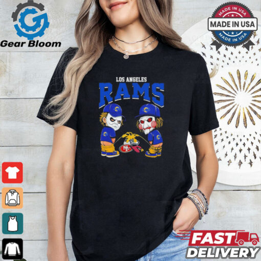 Michael Myers And Billy The Puppet X Los Angeles Rams Pee On NFL Teams Halloween Shirt
