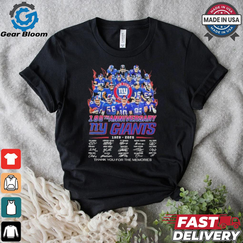 New York Giants 100th Anniversary 1925 2025 Thank You For The Memories Signature Shirt New York Giants 100th Anniversary 1925 2025 Thank You For The Memories Signature Shirt