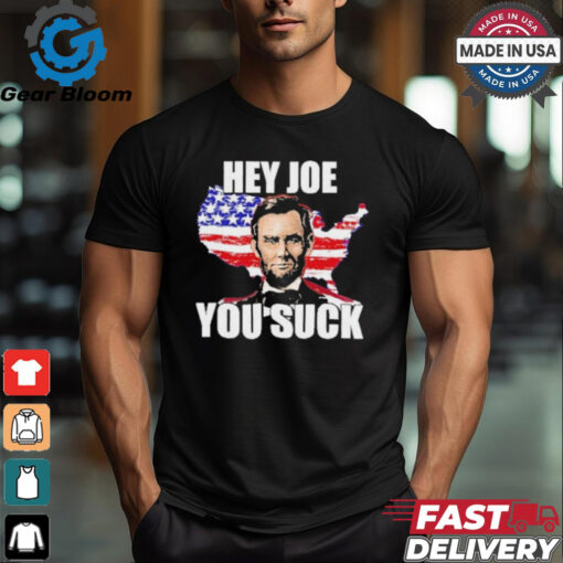 Official Lincoln Hey Joe You Suck Anti Biden Flag Of USA T Shirt