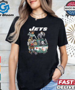 Official New York Jets NFL Horror Characters Movie Hippie Halloween Shirt