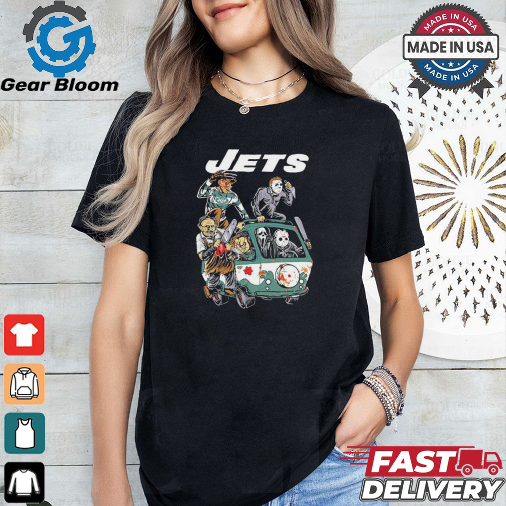 Official New York Jets NFL Horror Characters Movie Hippie Halloween Shirt Official New York Jets NFL Horror Characters Movie Hippie Halloween Shirt