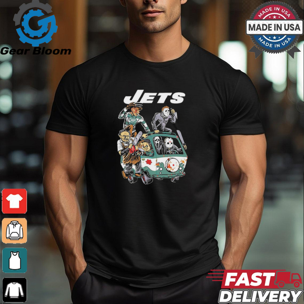 Official New York Jets NFL Horror Characters Movie Hippie Halloween Shirt Official New York Jets NFL Horror Characters Movie Hippie Halloween Shirt