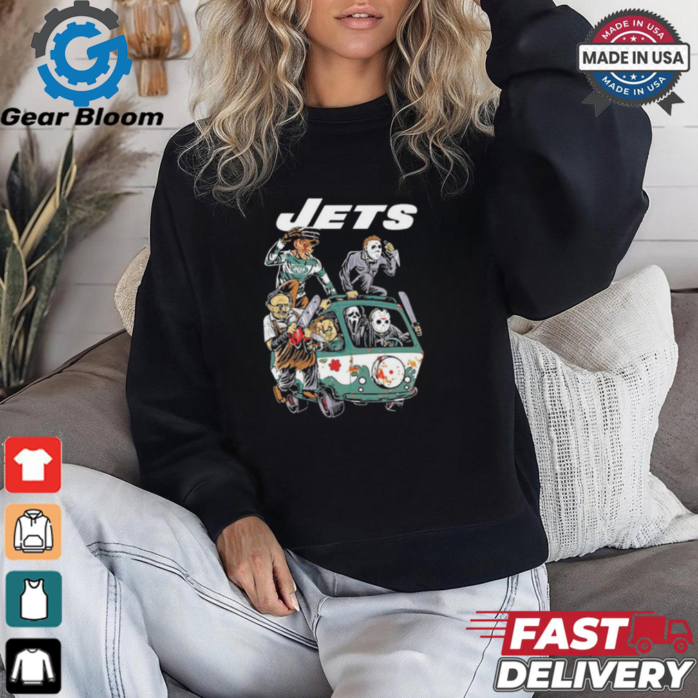 Official New York Jets NFL Horror Characters Movie Hippie Halloween Shirt Official New York Jets NFL Horror Characters Movie Hippie Halloween Shirt