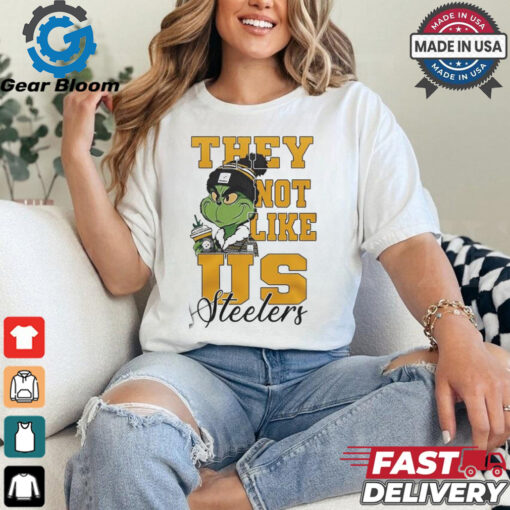 Official Pittsburgh Steelers Grinch They Not Like Us Steelers White Version T Shirt