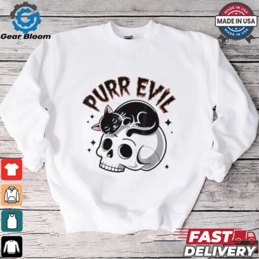 Official Purr Evil Cute Halloween Cat Lovers Skeleton Costume T shirt