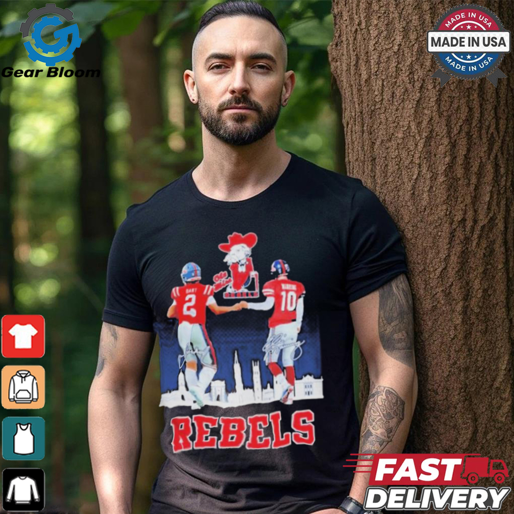 Ole Miss Rebels Jaxson Dart And Eli Manning Rebels City Signatures T shirts Ole Miss Rebels Jaxson Dart And Eli Manning Rebels City Signatures T shirts