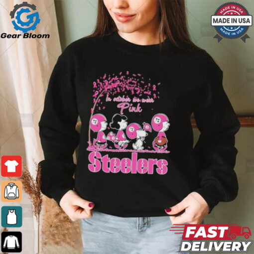 Peanuts Characters X Pittsburgh Steelers Together, We Can Create A Future Without Breast Cancer Shirt