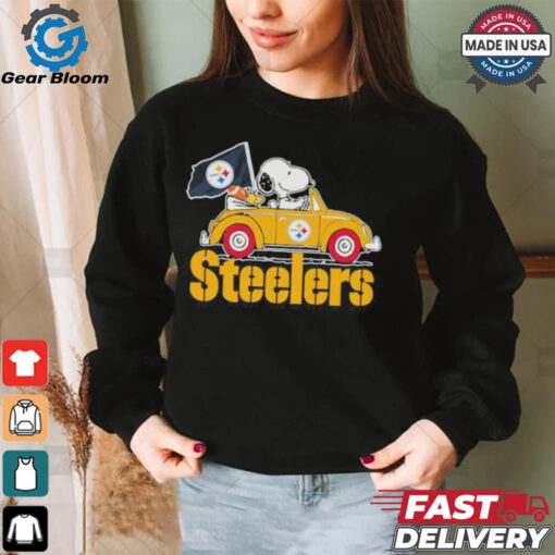 Peanuts Snoopy And Woodstock X Pittsburgh Steelers On Car Shirt