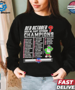 Philadelphia Phillies Red October 2024 NL East Division Champions Rosters Shirt