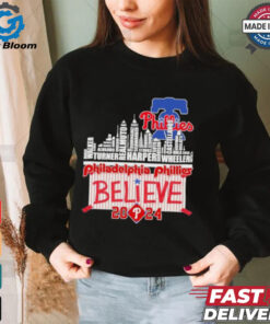 Philadelphia Phillies Skyline Players Name Believe October 2024 Shirt