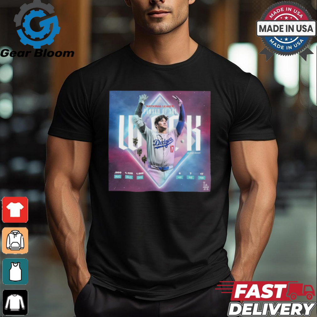 Poster Shohei Ohtani Los Angeles Dodgers National League Player of the Week t shirt Poster Shohei Ohtani Los Angeles Dodgers National League Player of the Week t shirt
