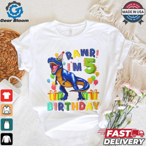 Rawr Im 5 5Th Birthday Party Rex Dinosaur Boys shirt