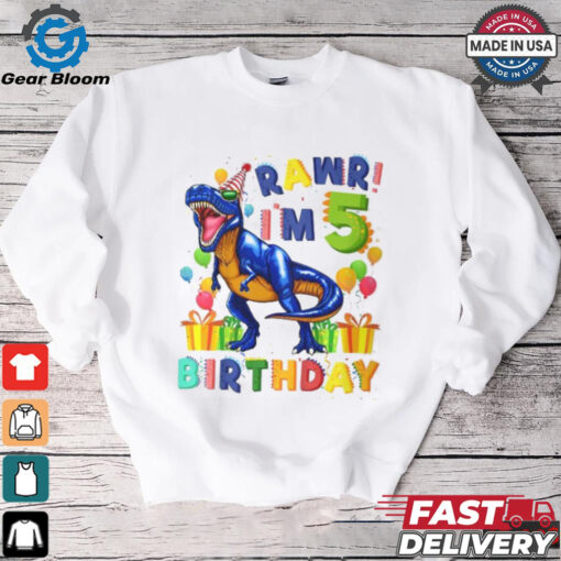 Rawr Im 5 5Th Birthday Party Rex Dinosaur Boys shirt