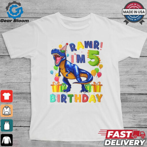 Rawr Im 5 5Th Birthday Party Rex Dinosaur Boys shirt