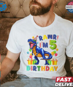 Rawr Im 5 5Th Birthday Party Rex Dinosaur Boys shirt