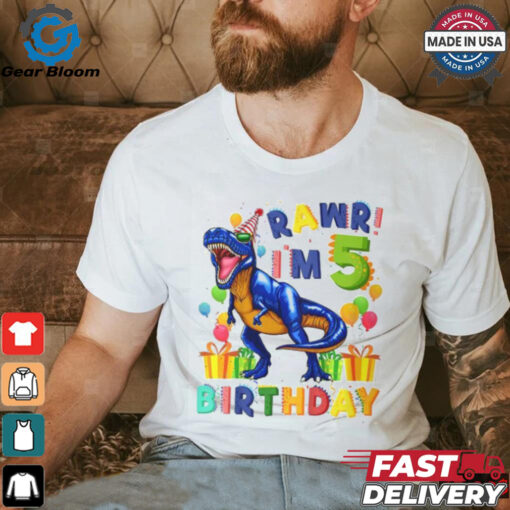 Rawr Im 5 5Th Birthday Party Rex Dinosaur Boys shirt