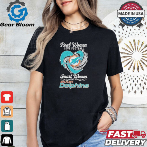 Real Women Love Football Smart Women Love The Miami Dolphins Diamonds 2024 Shirt