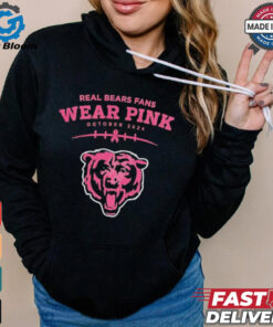 Real bears fans wear pink October 2024 Chicago Bears shirt