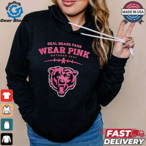 Real bears fans wear pink October 2024 Chicago Bears shirt