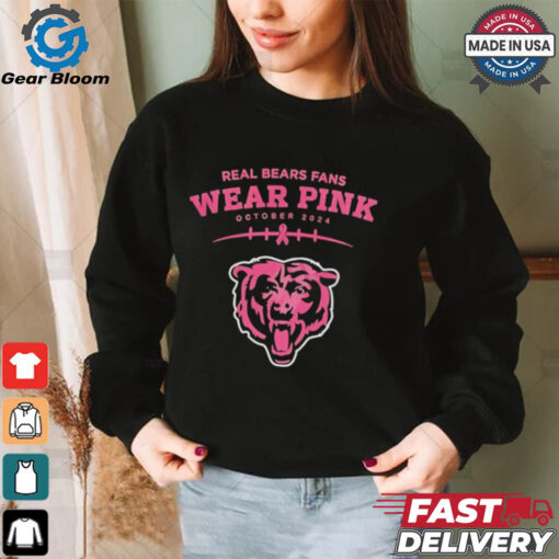 Real bears fans wear pink October 2024 Chicago Bears shirt