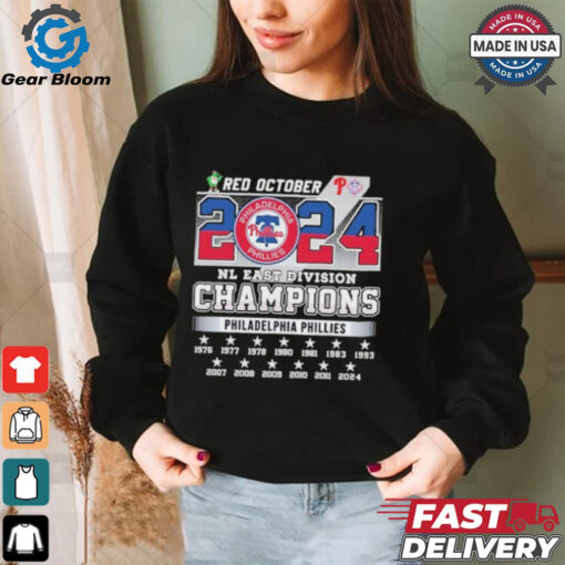 Red October 2024 NL East Division Champions Philadelphia Phillies Shirt