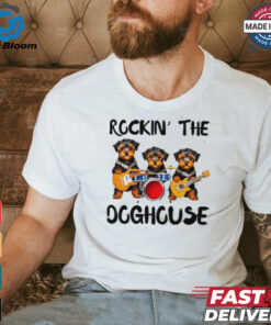 Rockin’ the Doghouse Yorkipoo Puppy Band Rock n’ Roll Dog Design shirt