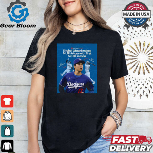 Shohei Ohtani Makes MLB History With First 50 50 Season Poster t shirt