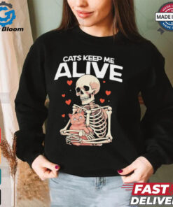 Skeleton hug cats keep me alive shirt