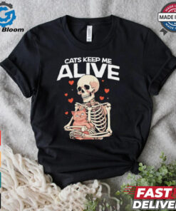 Skeleton hug cats keep me alive shirt