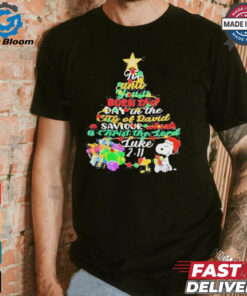 Snoopy for unto you is born this day in the city of david a saviour which is Christian Merry Christmas shirt