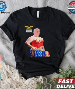 Trump wonder moron woman holding KFC french fried shirt