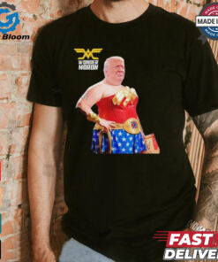 Trump wonder moron woman holding KFC french fried shirt