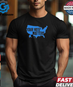 Your vote matters blue map T shirt