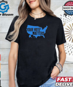 Your vote matters blue map T shirt