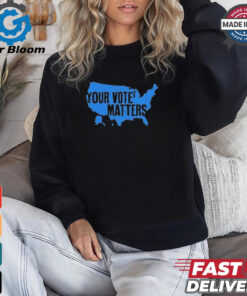 Your vote matters blue map T shirt