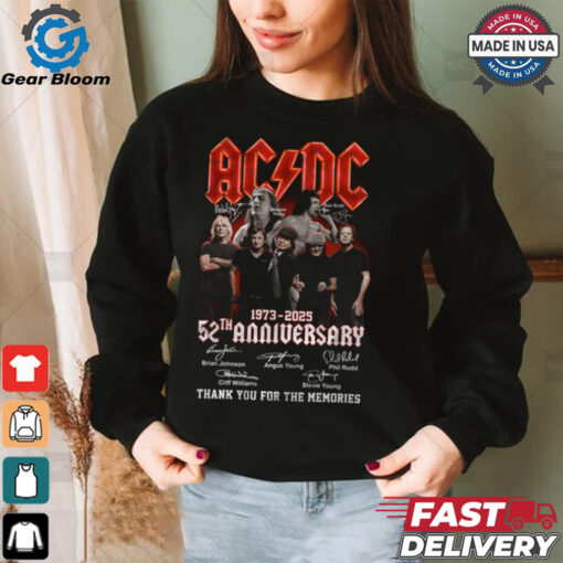 Acdc 52 Years Anniversary 1973 2025 Thank You For The Memories Gift For Fan T Shirt