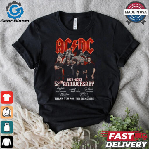 Acdc 52 Years Anniversary 1973 2025 Thank You For The Memories Gift For Fan T Shirt