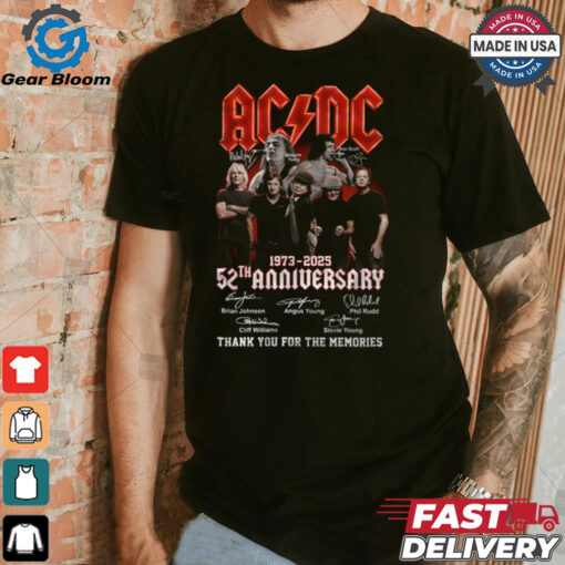 Acdc 52 Years Anniversary 1973 2025 Thank You For The Memories Gift For Fan T Shirt