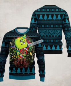 Baby Grinch Jacksonville Jaguars Xmas Wreath Blue Mens Ugly Sweaters For Christmas