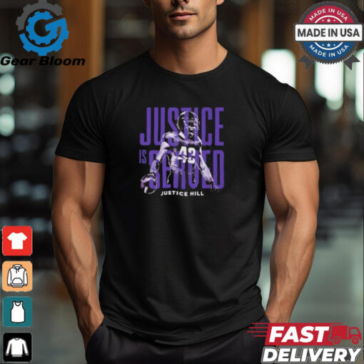 Baltimore Ravens Justice Hill is served shirt