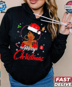 Black African American Melanin Christmas santa hat shirt