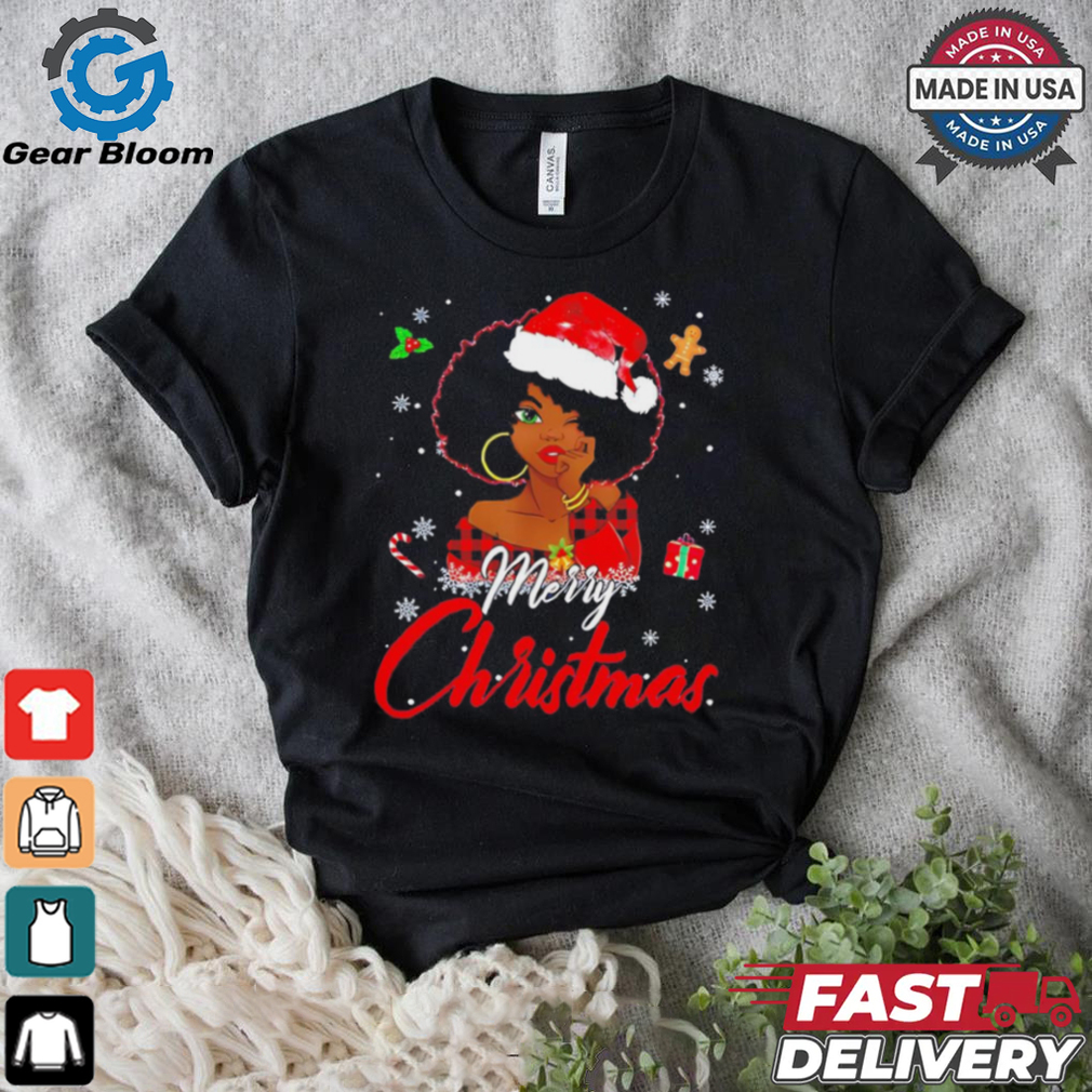 Black African American Melanin Christmas santa hat shirt Black African American Melanin Christmas santa hat shirt