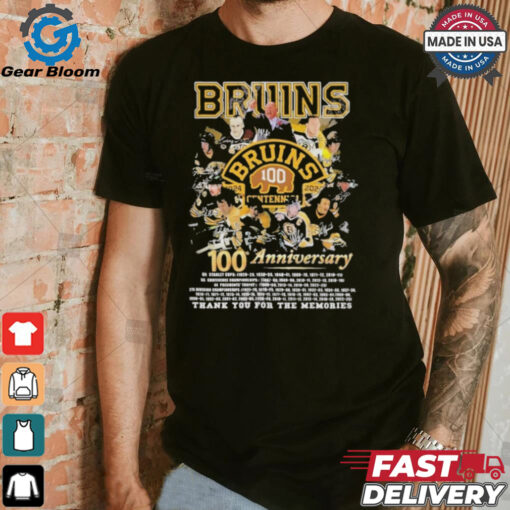 Boston Bruins 100th Anniversary 1924 2024 Thank You For The Memories T Shirt