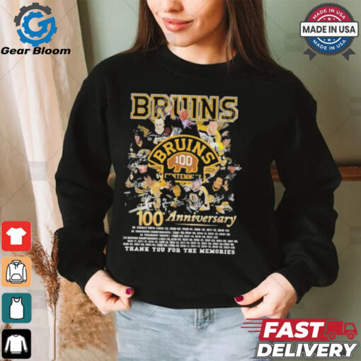 Boston Bruins 100th Anniversary 1924 2024 Thank You For The Memories T Shirt