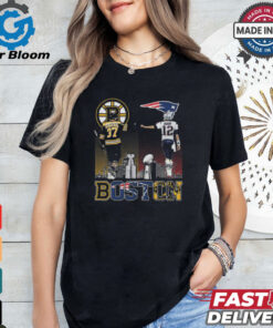 Boston Bruins Bergeron And New England Patriots Tom Brady Champions Signatures 2024 Shirt