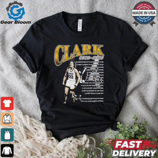 Caitlin Clark 2020 2024 Achievement List shirt