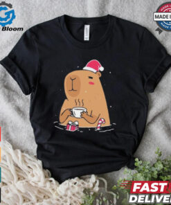 Capybara Santa hat Christmas shirt