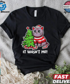 Cat it wasn’t me Christmas tree Xmas shirt