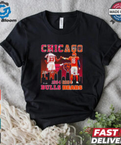 Chicago Bulls Michael Jordan and Chicago Bears Caleb Williams 1984 2024 signatures shirt