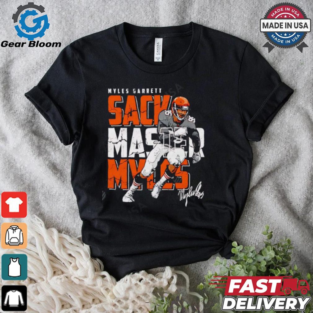 Cleveland Browns Myles Garrett Sack Master Myles running signature shirt Cleveland Browns Myles Garrett Sack Master Myles running signature shirt